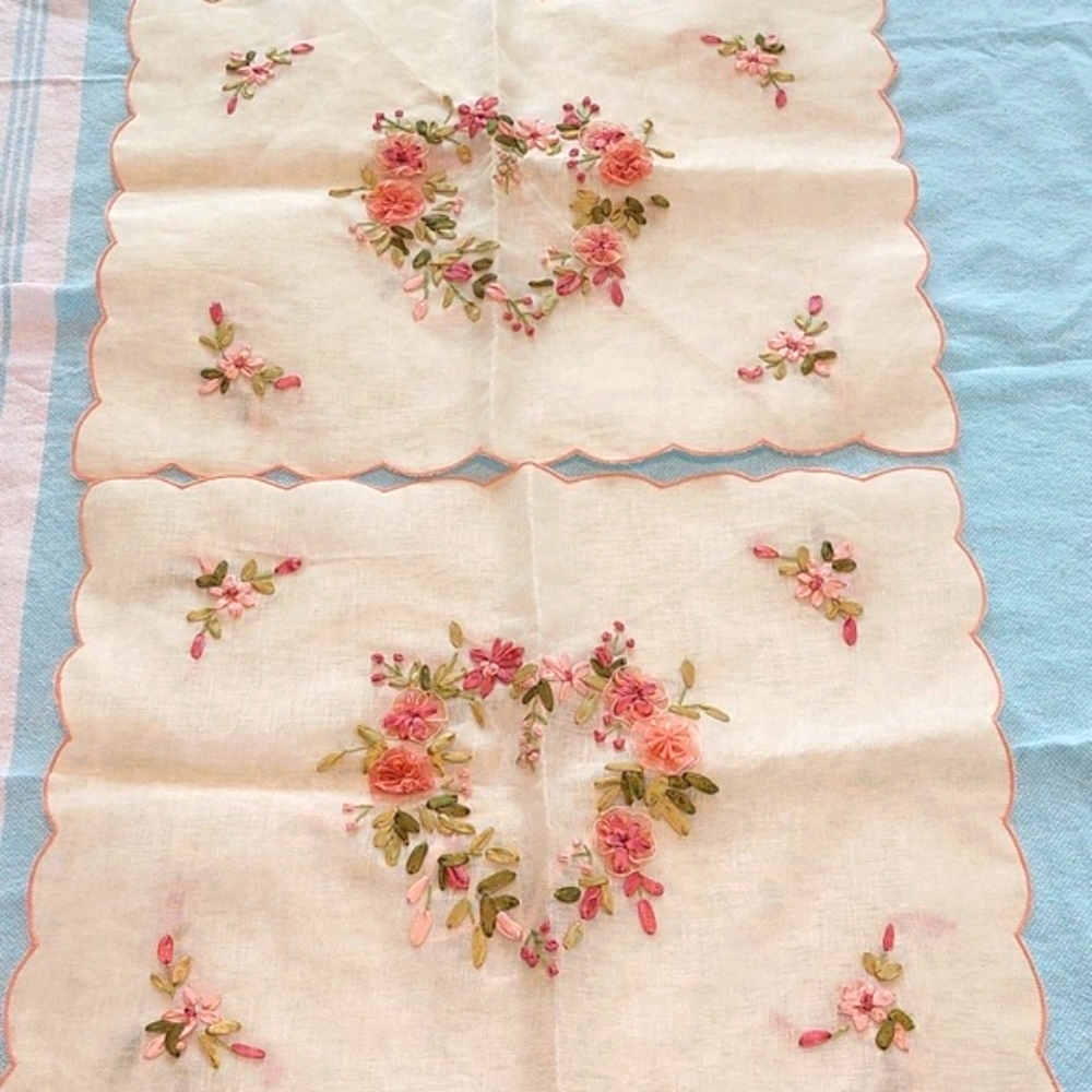 Vintage  Ribbon Heart PlaceMat or Decor .Good Condition
